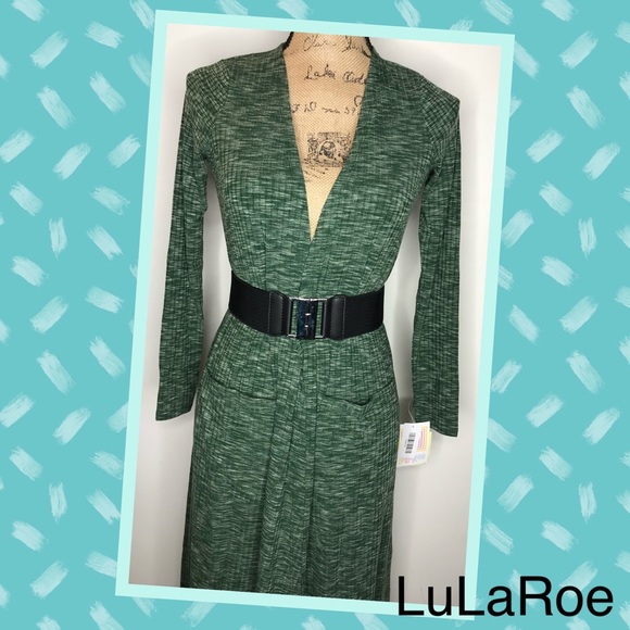 Green Ribbed LuLaRoe Sarah Duster Cardigan - Picture 1 of 4